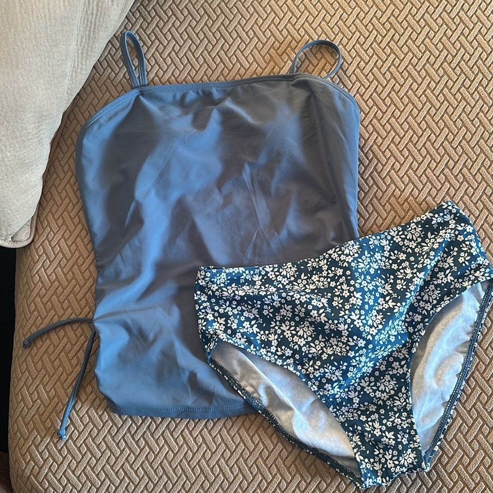Blue Floral Tankini Set
